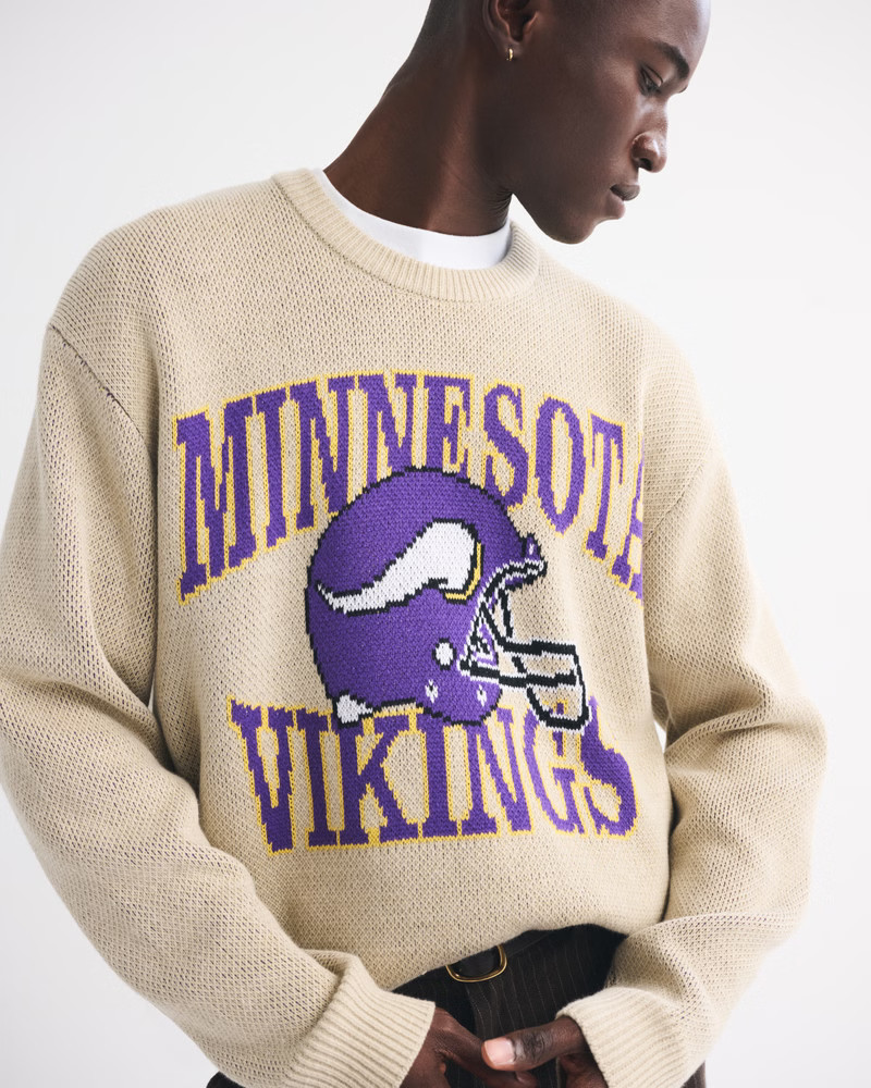 Men's Minnesota Vikings Crew Sweater | Men's Tops | Abercrombie.com | Abercrombie & Fitch (US)