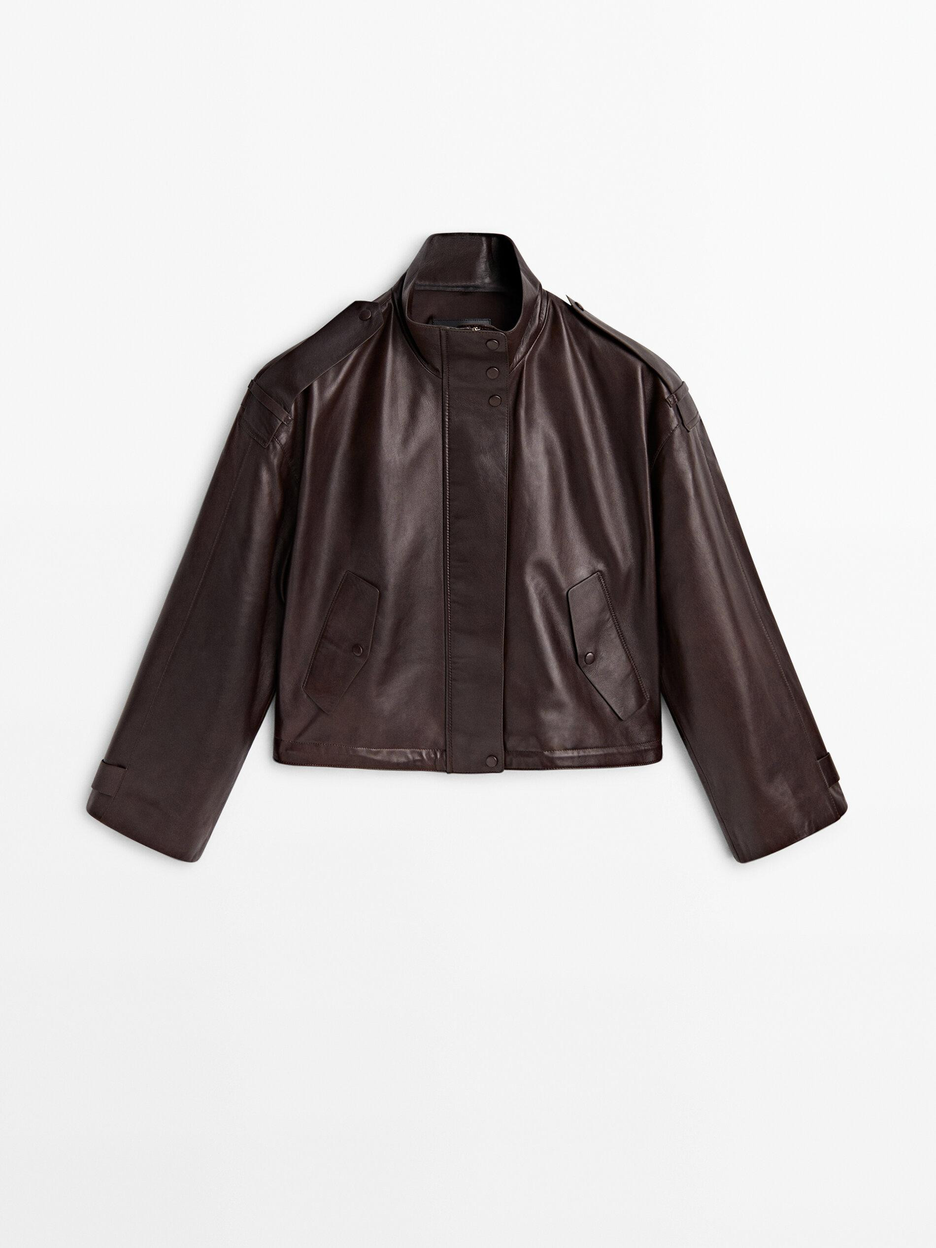 Nappa leather jacket with adjustable hem | Massimo Dutti UK