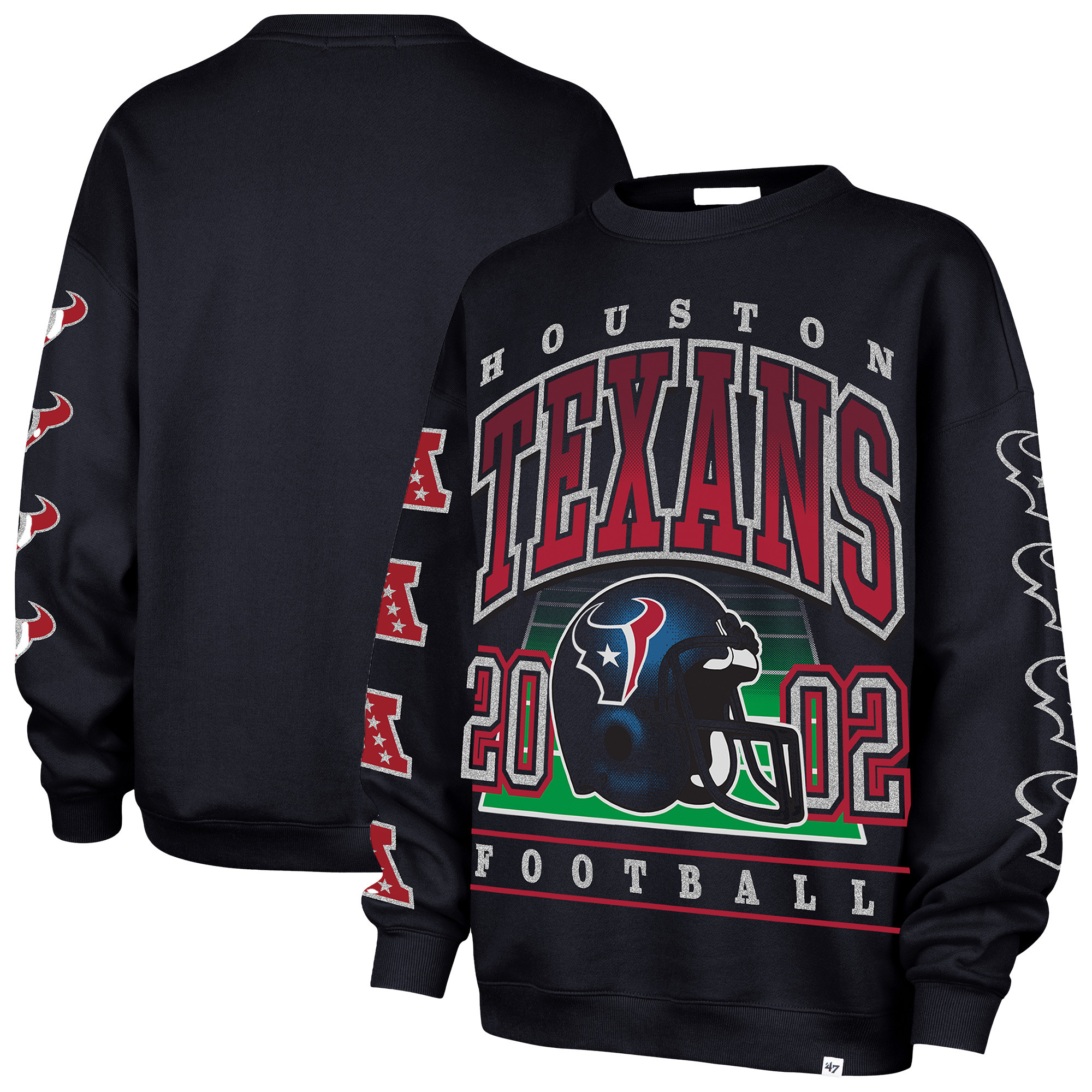 Women's '47 Navy Houston Texans Go Big Oversized Pullover Sweatshirt | Fanatics