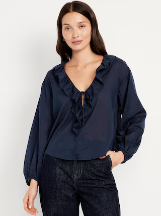 Tie-Front Ruffle Top | Old Navy (US)