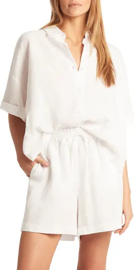 Sea Level Tidal Resort Linen Cover-Up Button-Up Shirt | Nordstrom | Nordstrom