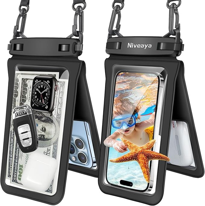 Niveaya Double Space Waterproof Phone Pouch (2-Pack) - IPX8 Phone Case Dry Bag for Beach, Kayak, ... | Amazon (US)