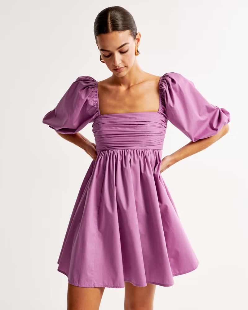 Women's Emerson Poplin Puff Sleeve Mini Dress | Women's Dresses & Jumpsuits | Abercrombie.com | Abercrombie & Fitch (US)