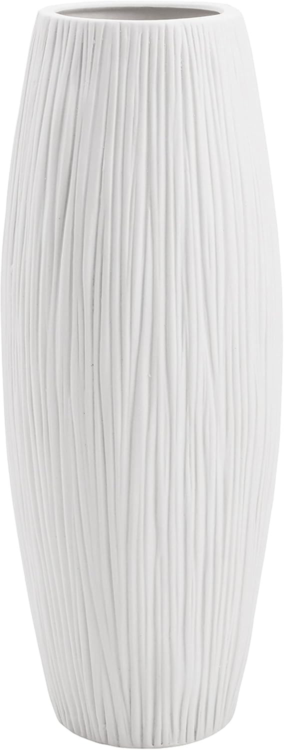 D'vine Dev 11 Inch White Ceramic Flower Vase, Waterfall Textured Vase for Home Decor, VS-WF-A-2 | Amazon (US)