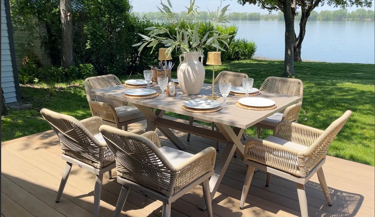 PURPLE LEAF 7 Pieces Outdoor Dining Set All-Weather PE Rattan Outdoor Patio Furniture Set with Al... | Amazon (US)