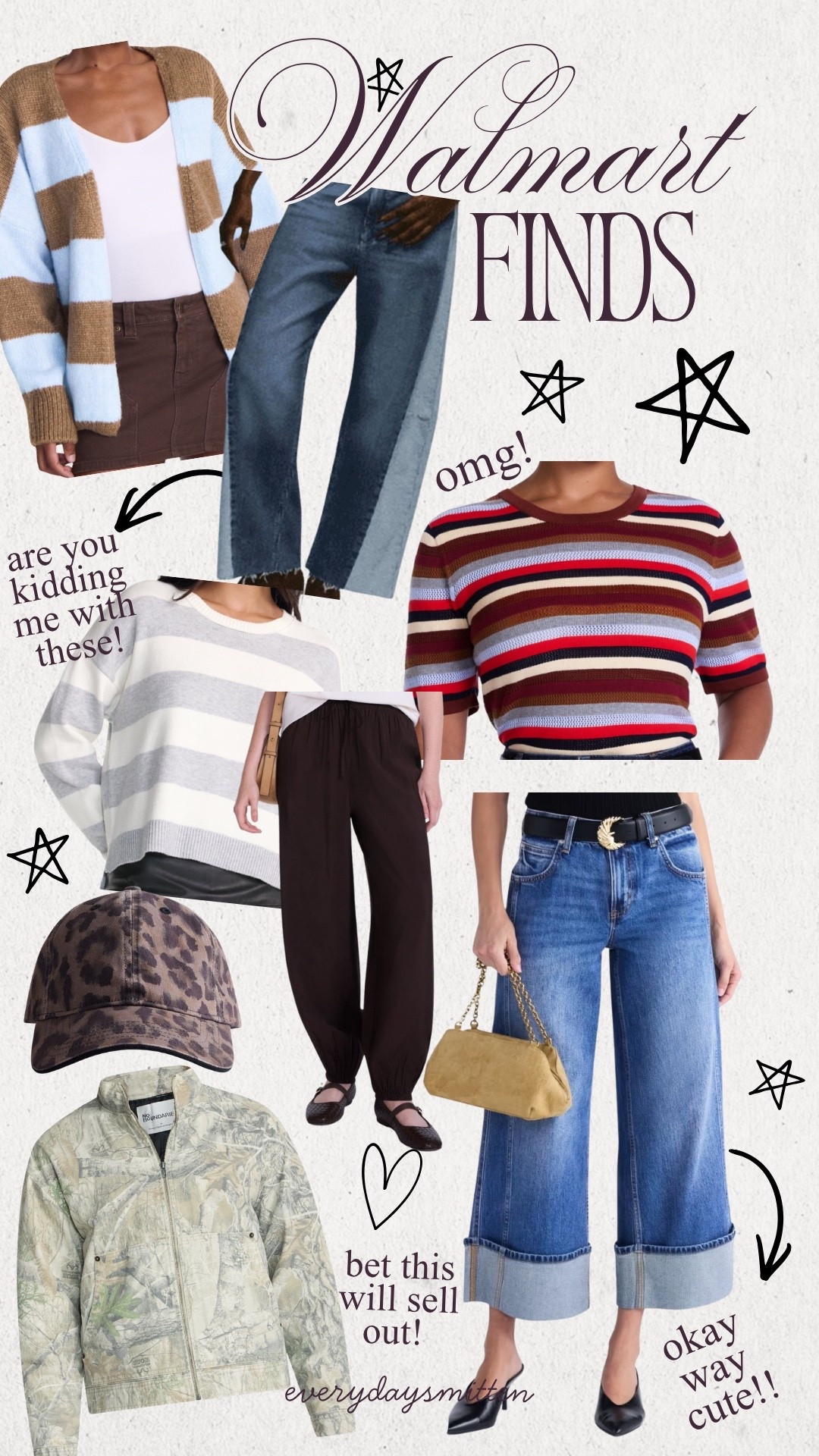 @Walmart fall finds! Stripe sweater, barrel jeans, bubble pants, camo jacket

#LTKootd #LTKOver40 #LTKWorkwear