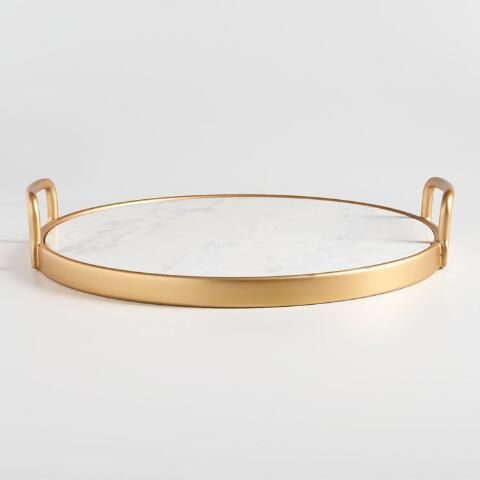 Marble And Gold Serving Tray, Bathroom Decor, Bath Tray, Home Decor, Serving Tray, Marble Tray | World Market