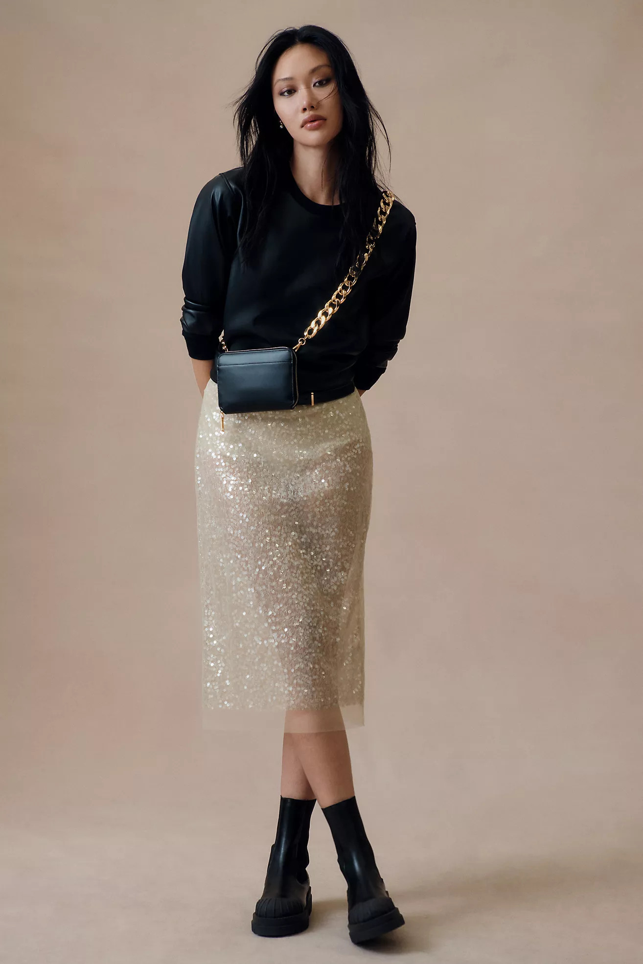Sunday in Brooklyn Sheer Sequin Skirt | Anthropologie (US)