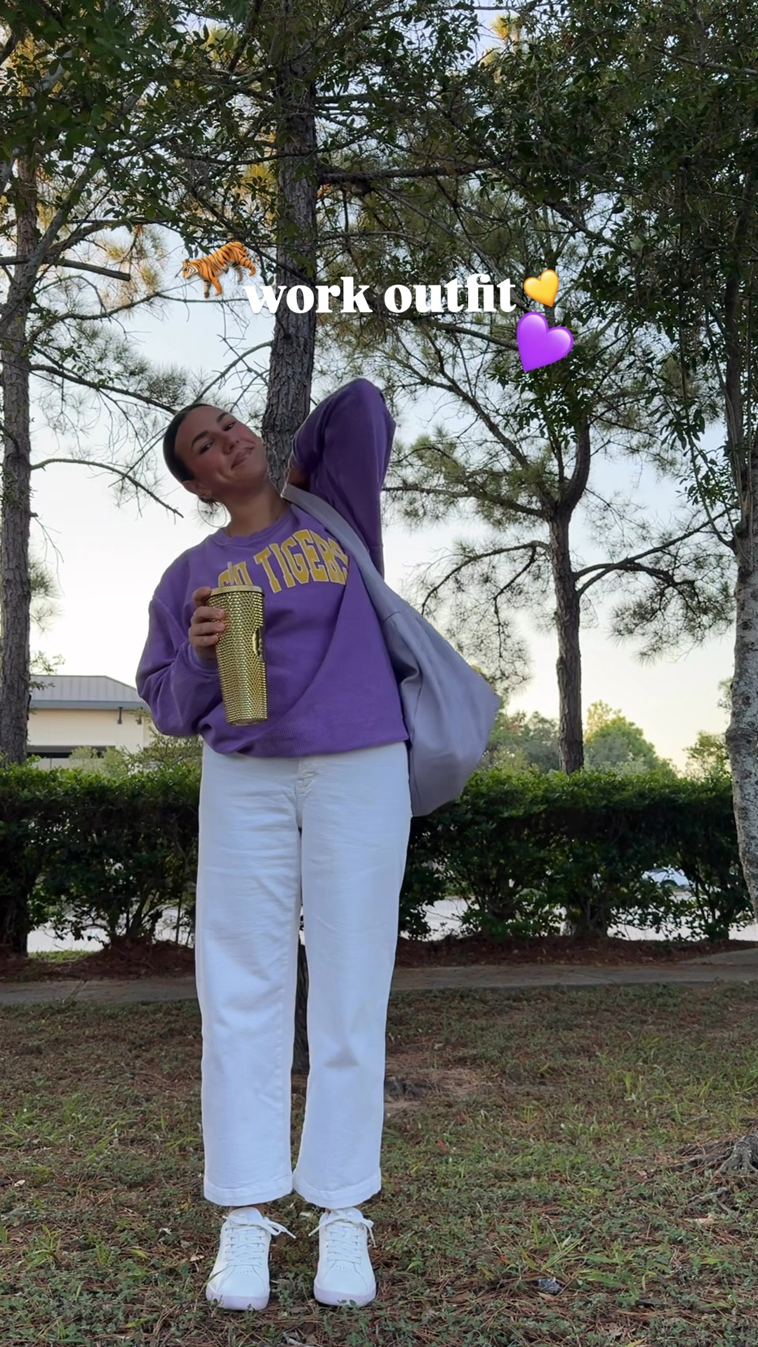 Work outfit
Madewell jeans
LSU sweatshirt
White sneakers
Gold hoops

#LTKShoeCrush #LTKMidsize #LTKxMadewell