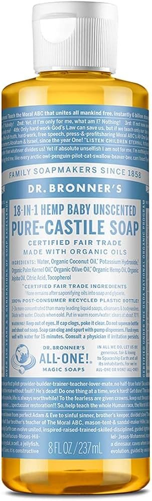 Dr. Bronner's - Pure-Castile Liquid Soap (Baby Unscented, 8 Ounce) - Made with Organic Oils, 18-i... | Amazon (US)