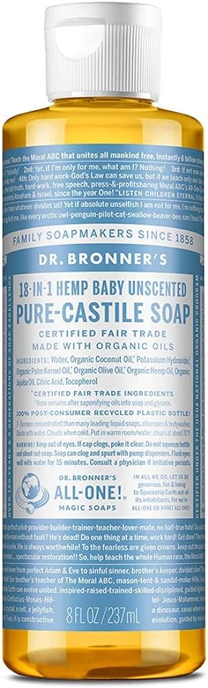 Dr. Bronner's - Pure-Castile Liquid Soap (Baby Unscented, 8 Ounce) - Made with Organic Oils, 18-i... | Amazon (US)