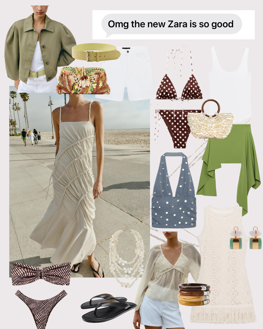 Omg the new Zara is so good 🤍 Beach vacation staples are here! Crochet knit dresses, beaded pearl bags & the cutest polka dot swim. Loving all the soft neutrals with fresh pops of color ✨🌴🐚 Vacation outfit inspo, swimwear, spring dresses, summer dresses, beach vacation 

 #LTKootd #LTKSwim #LTKTravel