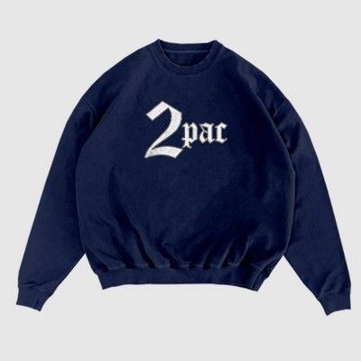 Men's Tupac Head Up Graphic Pullover Sweatshirt - Blue | Target