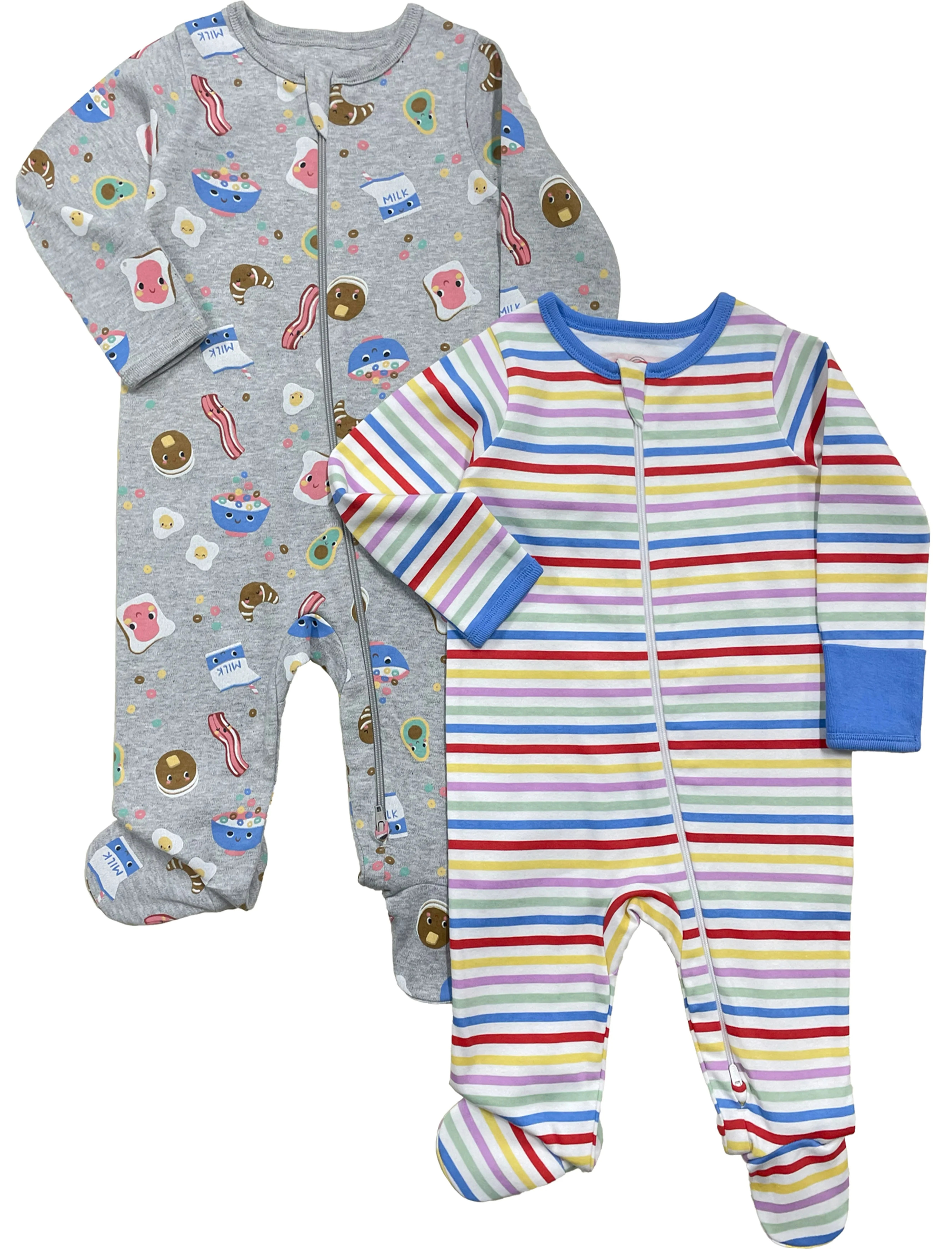 Wonder Nation Baby Gender Neutral Zip Front Footed Sleep N Play Pajamas, 2-Pack, Sizes Preemie-6/... | Walmart (US)