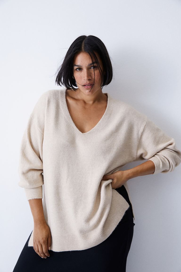 Oversized Sweater - Light beige - Ladies | H&M US | H&M (US + CA)