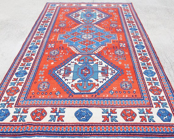 FREE SHIPPING!!! Vintage Kazak Rug, Caucasus Rug, Boho Rug, Turkish Rug, Kazak Rug, Karabagh Rug, Ou | Etsy (US)