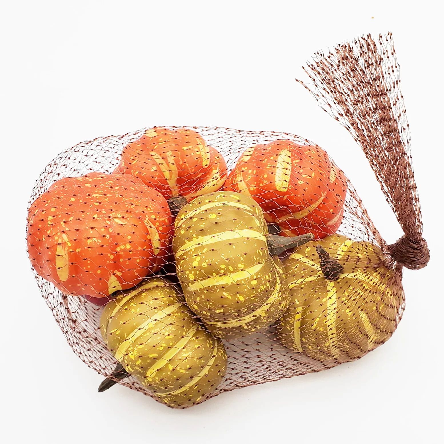 Fall, Harvest Small Orange/Green Foam Pumpkin Mesh Bag Decoration, 32-40 mm, Way to Celebrate | Walmart (US)