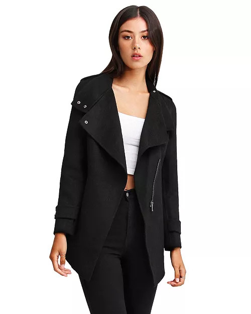Women's Bad Girl Wool Blend Moto Coat | Macy's