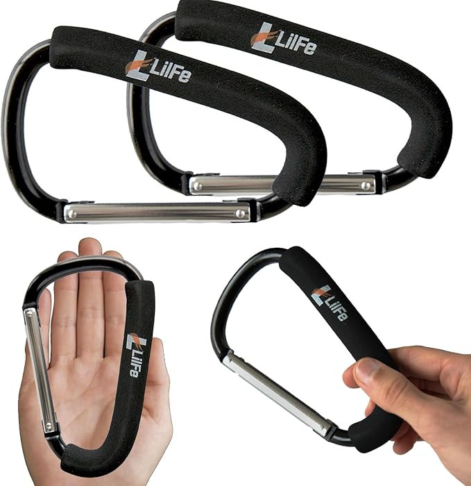 2-Pack Extra-Large 6.7" Stroller Hooks – Heavy-Duty Carabiner Clips for Diaper Bags, Purses & S... | Amazon (US)