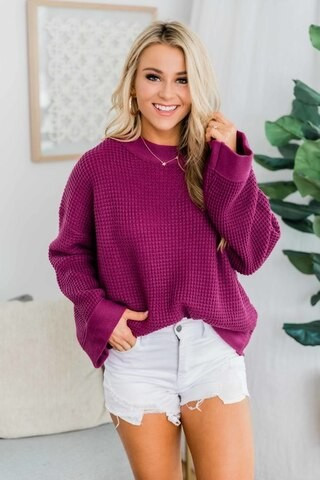 Better Than You Know Magenta Sweater SALE | The Pink Lily Boutique