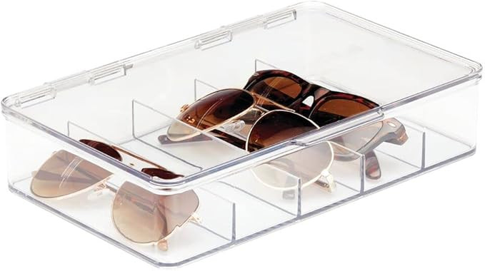 mDesign Plastic Stackable Eyeglass Case Storage Organizer with Hinged Lid for Unisex Sunglasses, ... | Amazon (US)