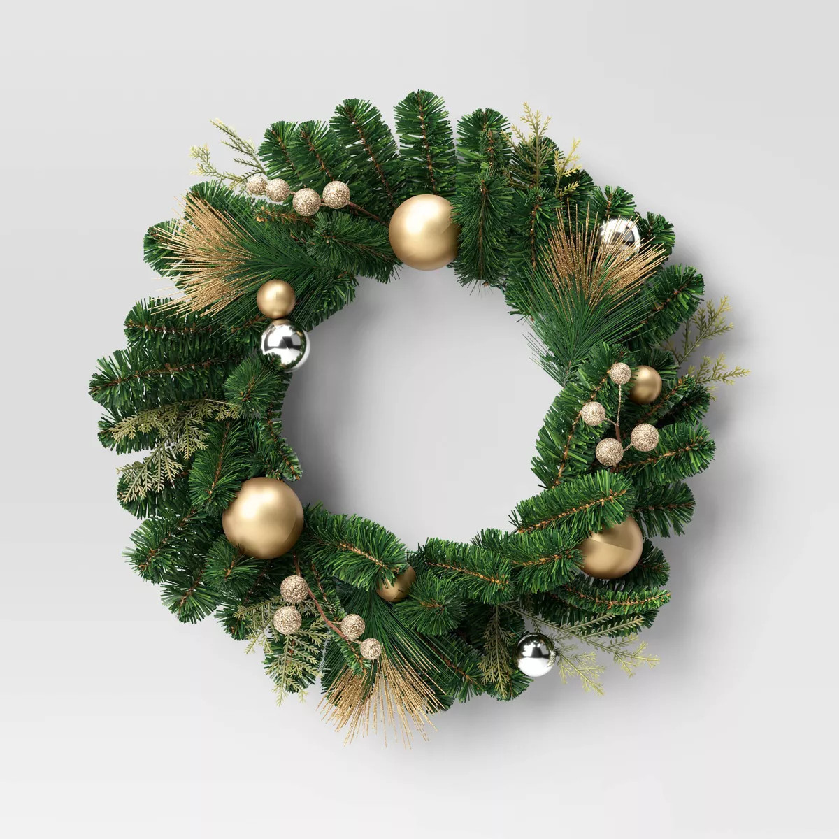 22" Decorated Mixed Pine Artificial Christmas Wreath Champagne - Wondershop™ | Target
