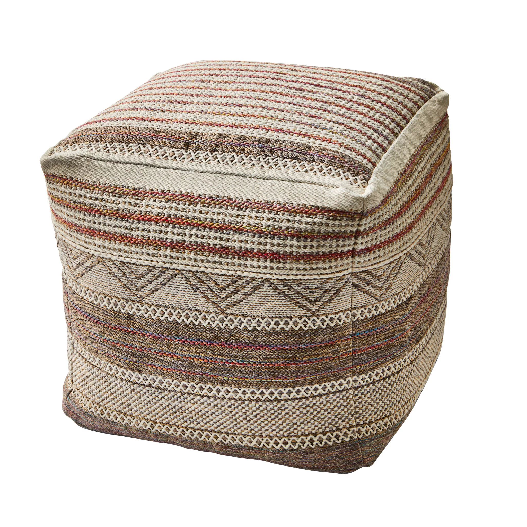 Better Homes & Gardens Pieced Woven Outdoor Pouf, 16" x 16" x 16", Natural | Walmart (US)