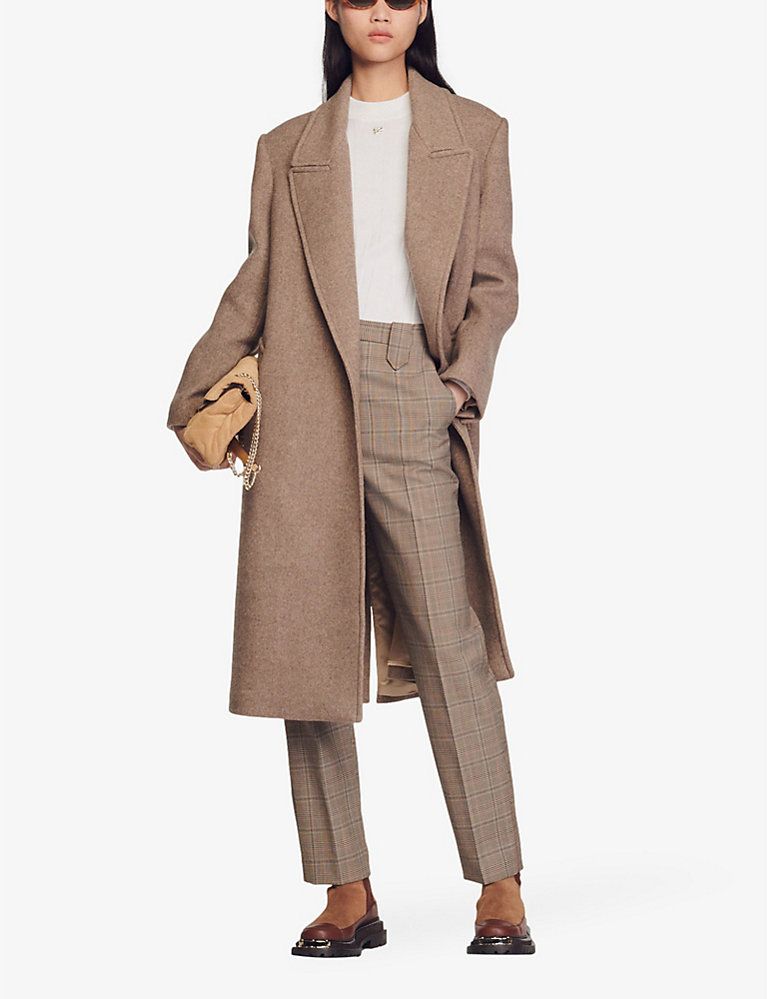 SANDRO Falcone double-faced straight-fit wool coat | Selfridges