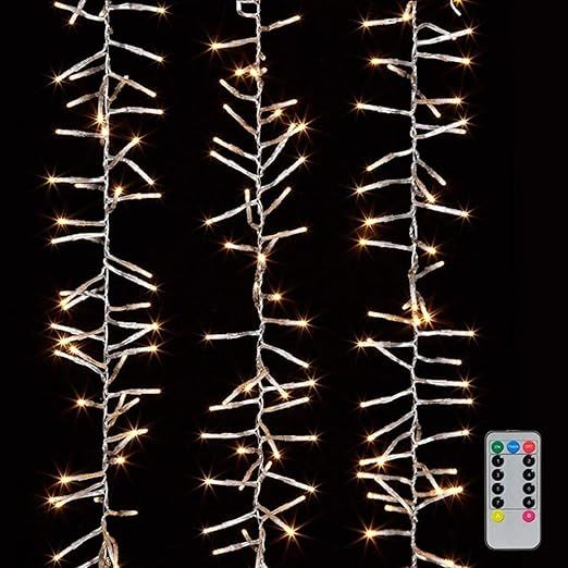 Raz Christmas Cluster Lights 44 Foot Garland with 1300 Warm White Lights on Clear Wire with Remot... | Amazon (US)
