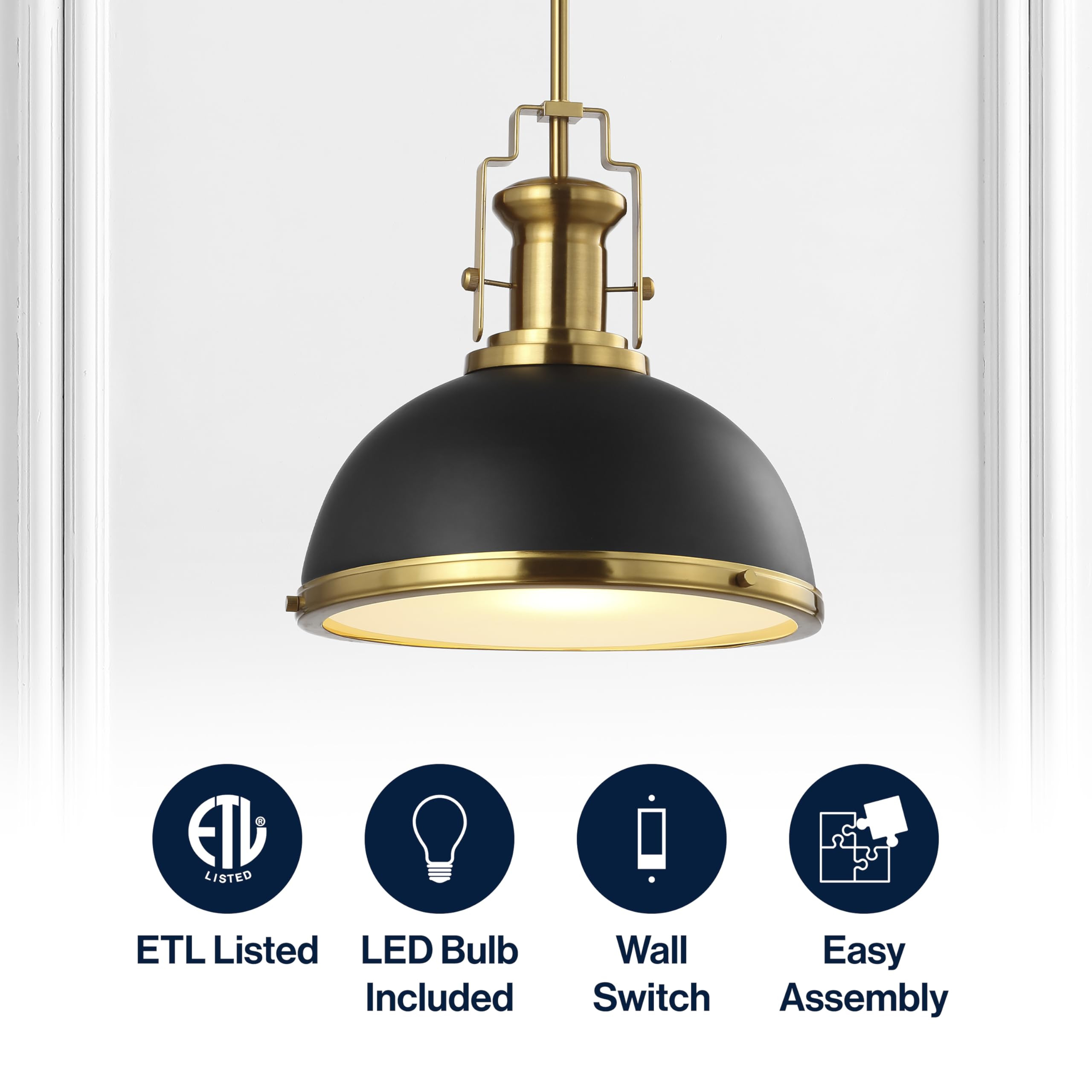 JONATHAN Y JYL9536A Homer 13" 1-Light Modern Industrial Iron LED Dome Pendant, Classic, Cottage, ... | Amazon (US)