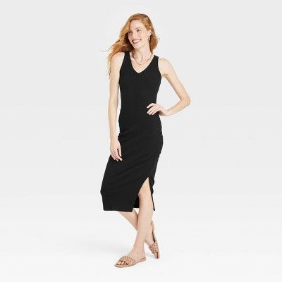 Women's Sleeveless Rib Knit Side Ruched Dress - A New Day™ | Target