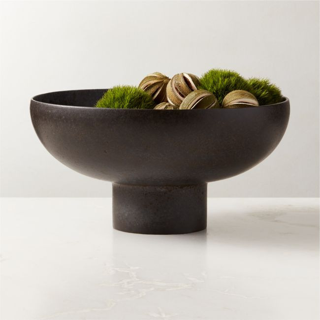 Black Ceramic Pedestal Bowl | CB2