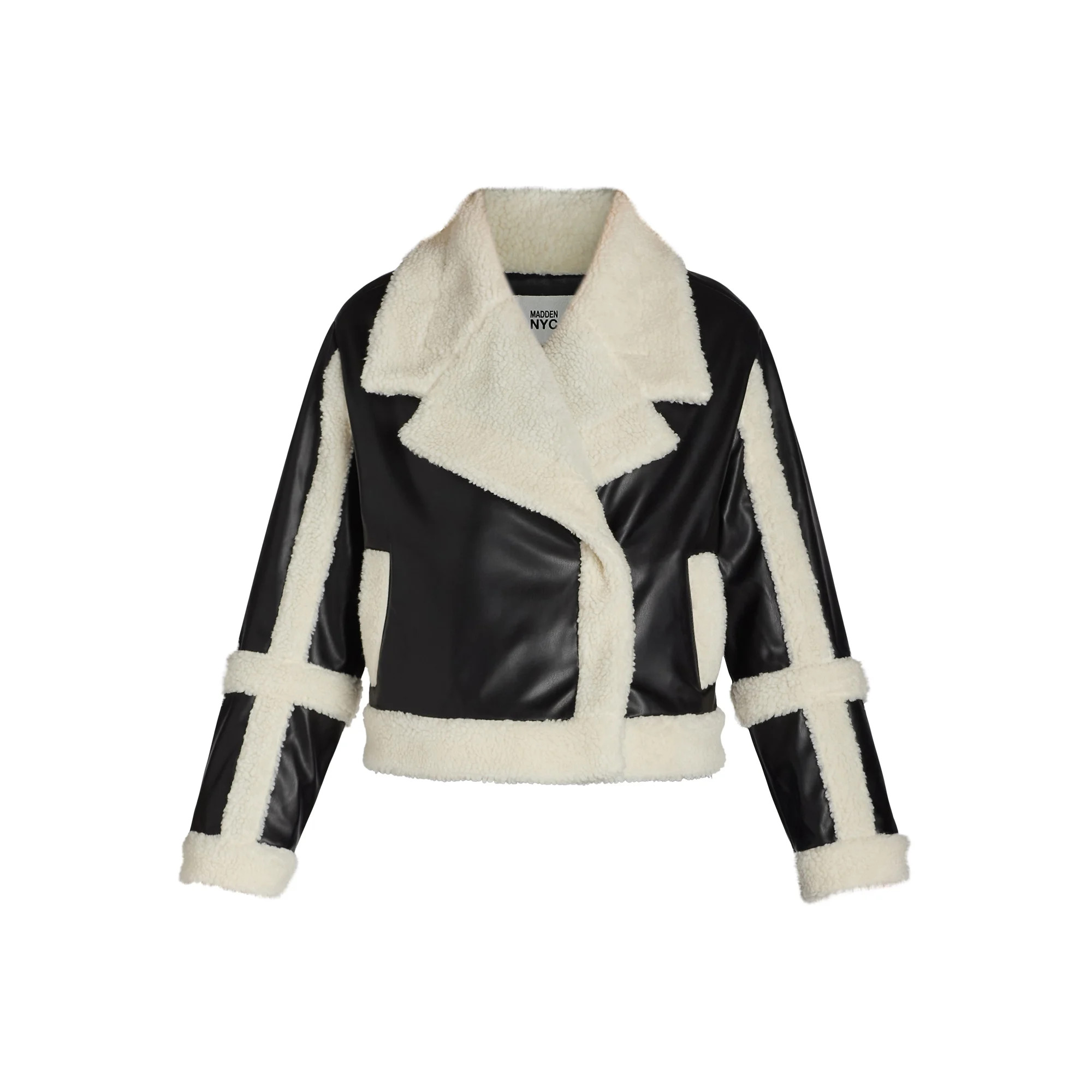 Madden NYC Women's and Women's Plus Faux Shearling Moto Jacket | Walmart (US)