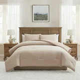 My Texas House Collins 3-Piece Taupe Gingham Cotton Comforter Set, King | Walmart (US)