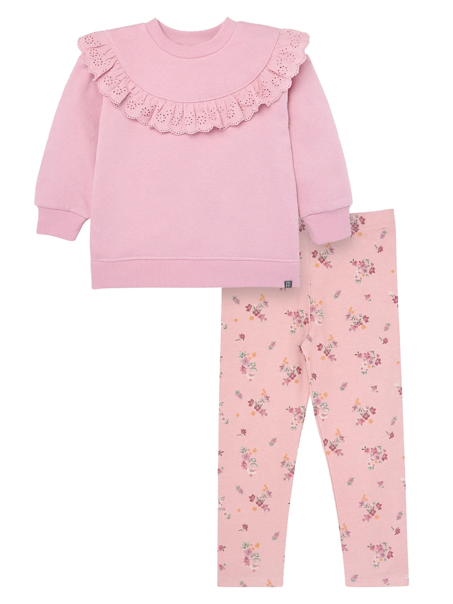 Modern Moments by Gerber Toddler Girl Eyelet Ruffle Sweatshirt Tunic and Legging Set, Sizes 12M-5... | Walmart (US)
