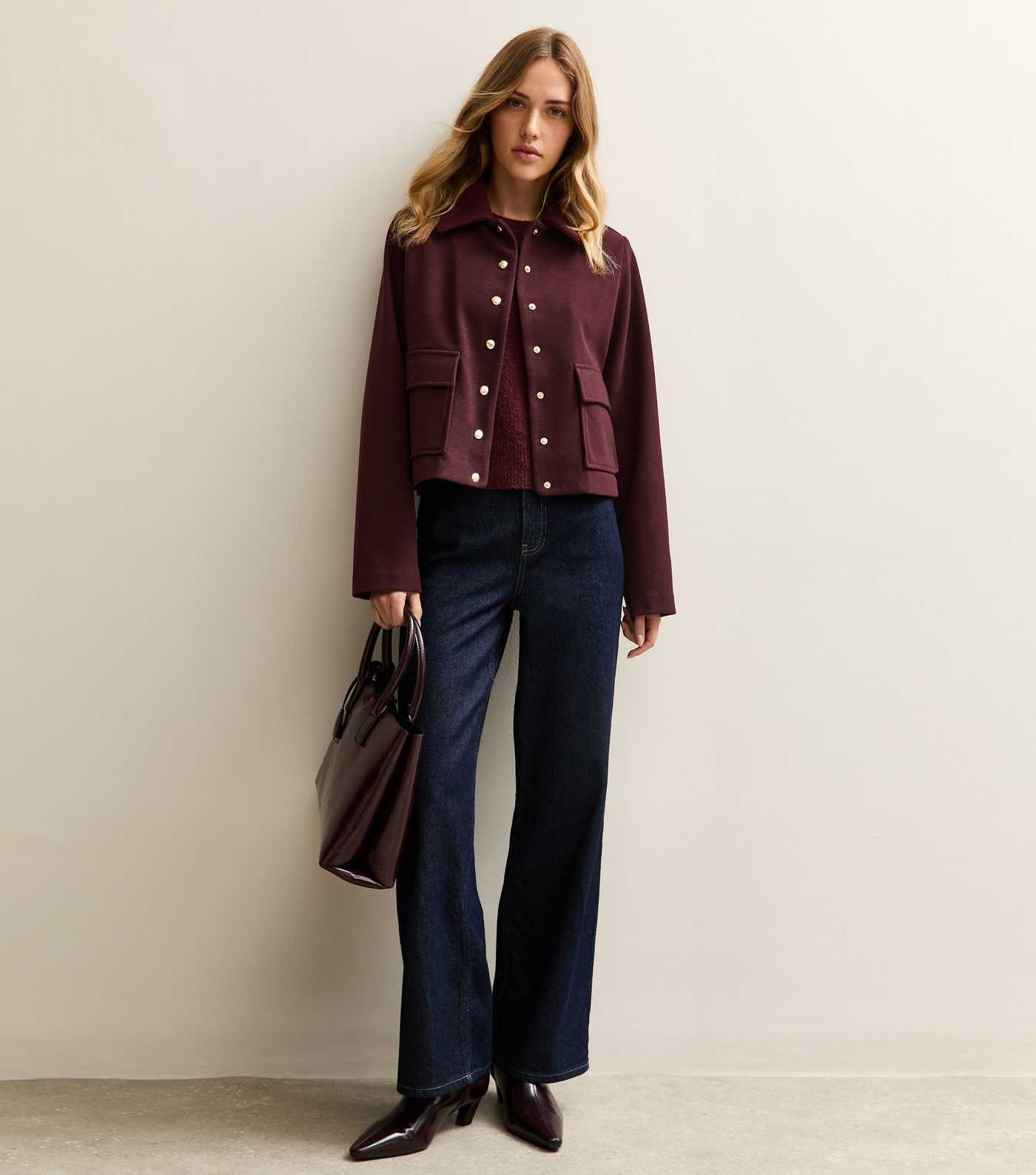 Dark Burgundy Multi Button Shacket Jacket | New Look | New Look (UK)