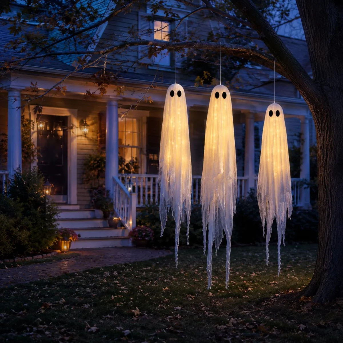 Halloween Decorations Outdoor 3 Pack Larger Pre-Assembled Hanging Ghosts | Ready to Hang 5FT/4FT ... | Wayfair North America