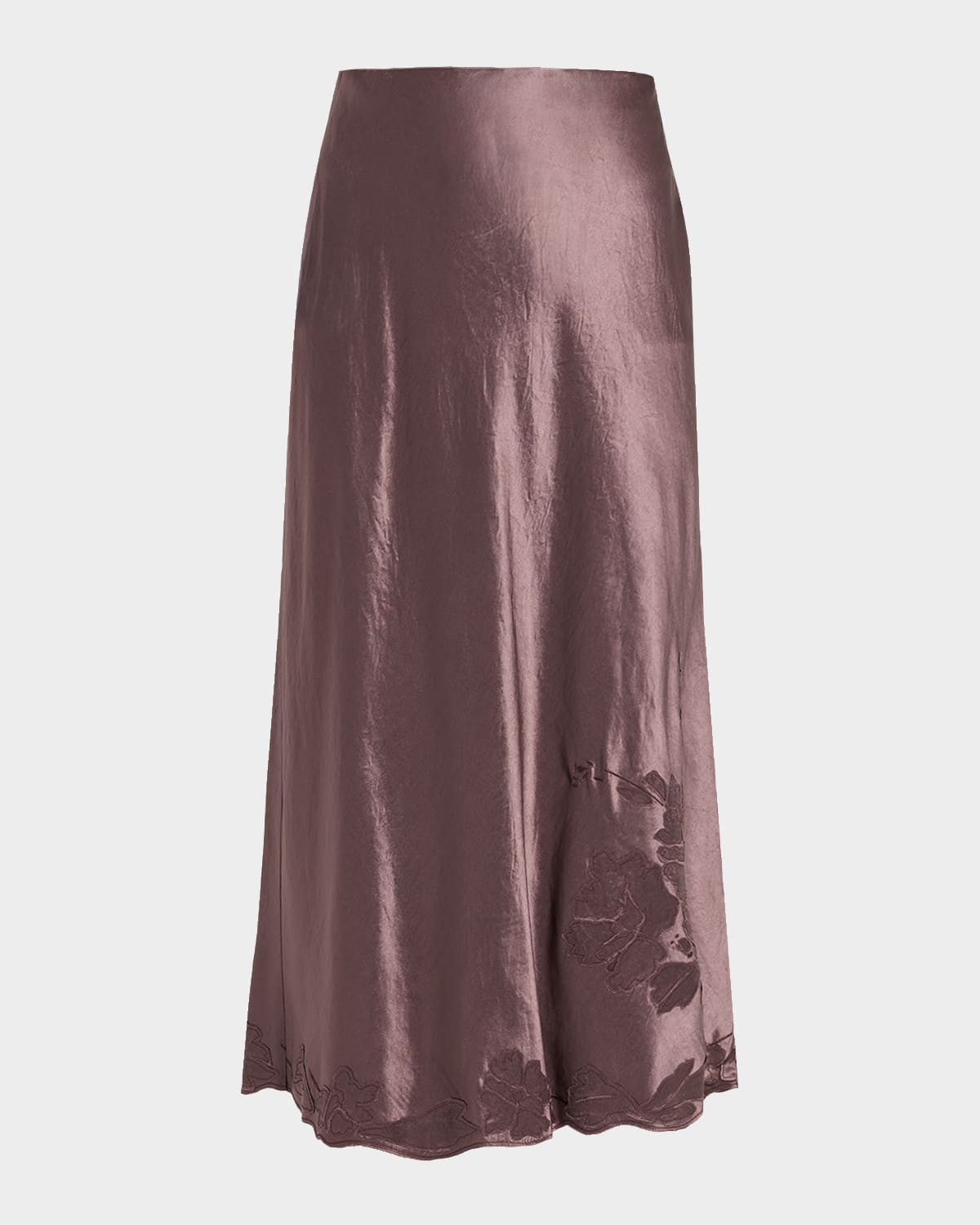 Embroidered Satin Slip Skirt | Neiman Marcus