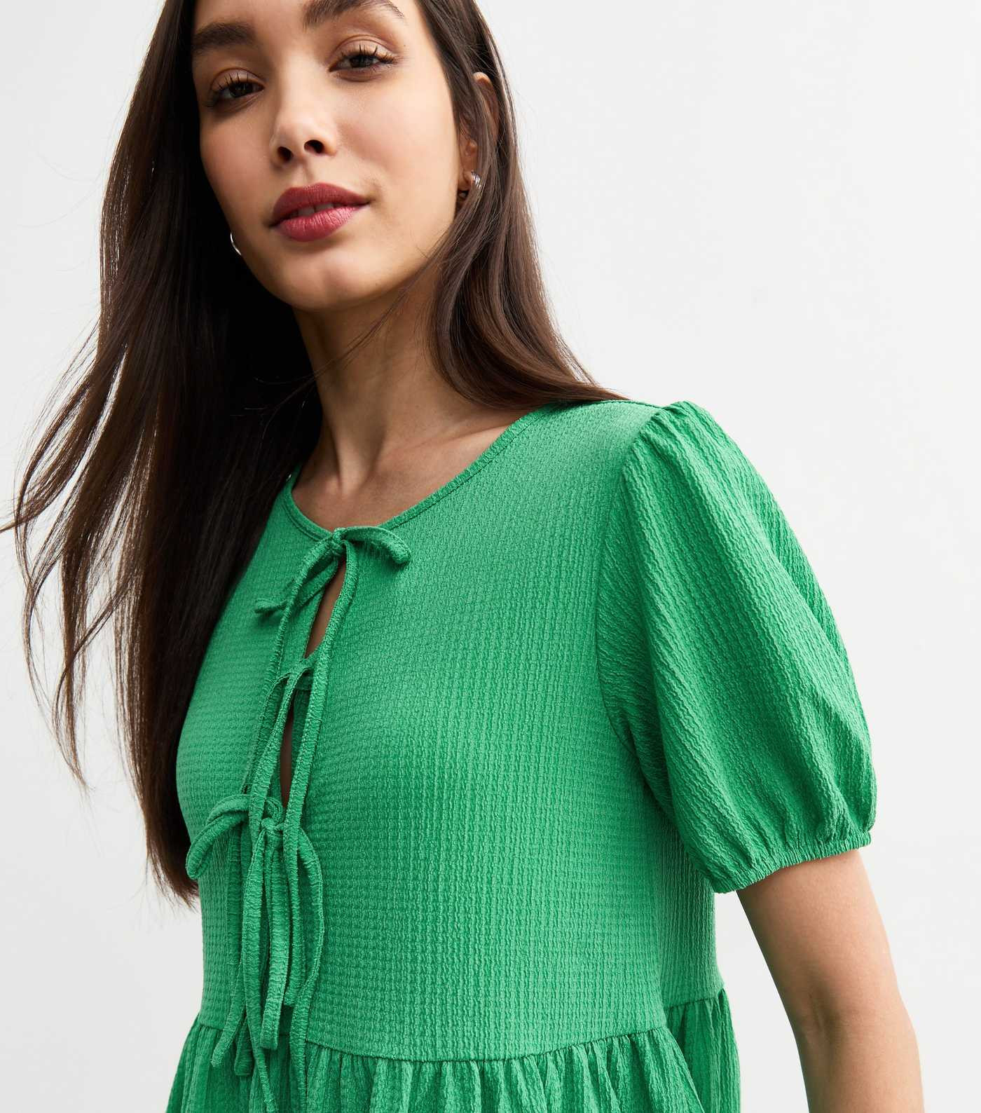 Green Crinkled Texture Tie Front Mini Dress
						
						Add to Saved Items
						Remove from Sav... | New Look (UK)