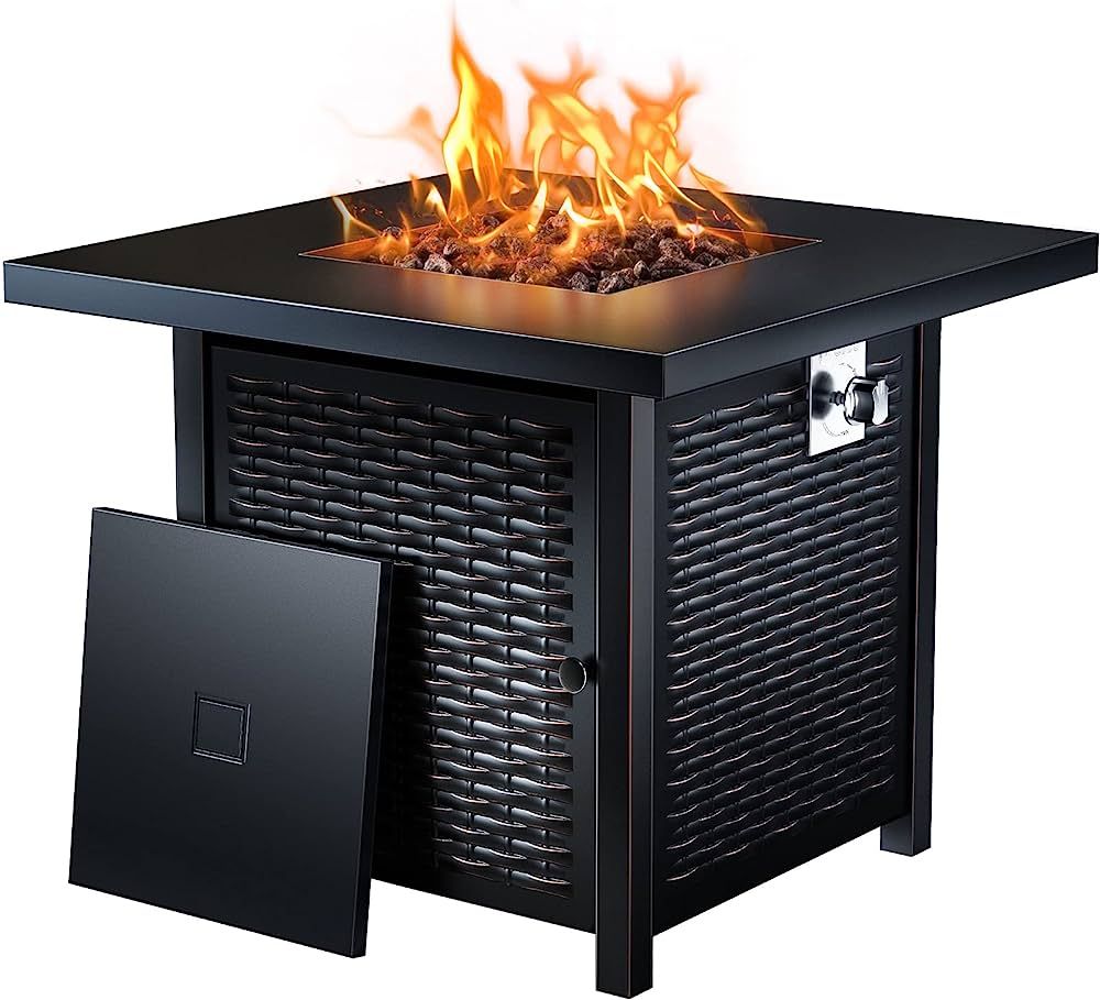 Ciays Propane Fire Pits 32 Inch Outdoor Gas Fire Pit, 50,000 BTU Steel Fire Table with Lid and La... | Amazon (US)