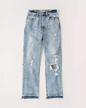 Curve Love Ultra High Rise Ankle Straight Jeans | Abercrombie & Fitch (US)