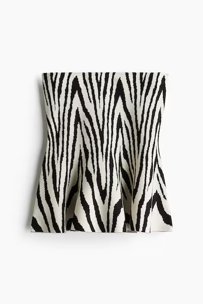 H & M - Jacquard-Knit Peplum Top - White | H&M (US + CA)