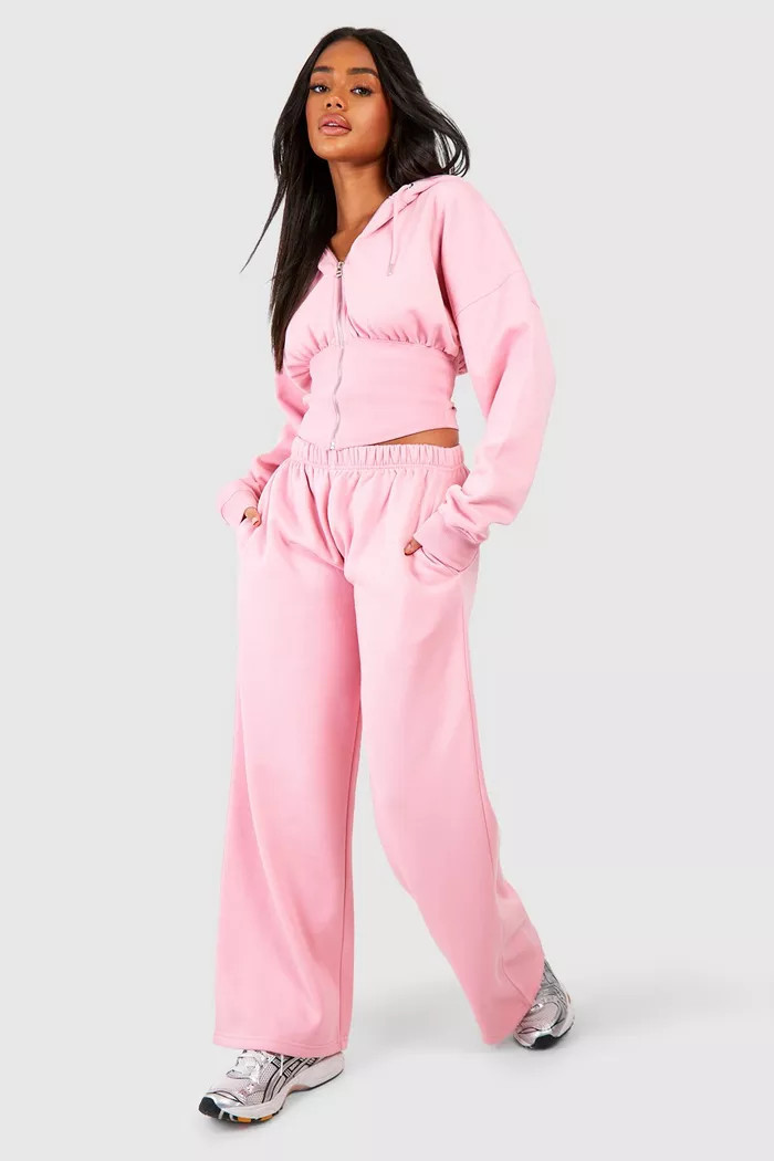 Corset Zip Hoodie And Straight Leg Jogger Tracksuit | boohoo (US & Canada)