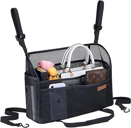 WLLWOO Car Net Pocket Handbag Holder Between Seats Back Storage Organizer Auto Purse Holder for C... | Amazon (US)