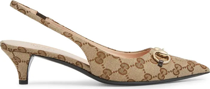 GG Supreme Canvas Kitten Heel Slingback Pump (Women) | Nordstrom