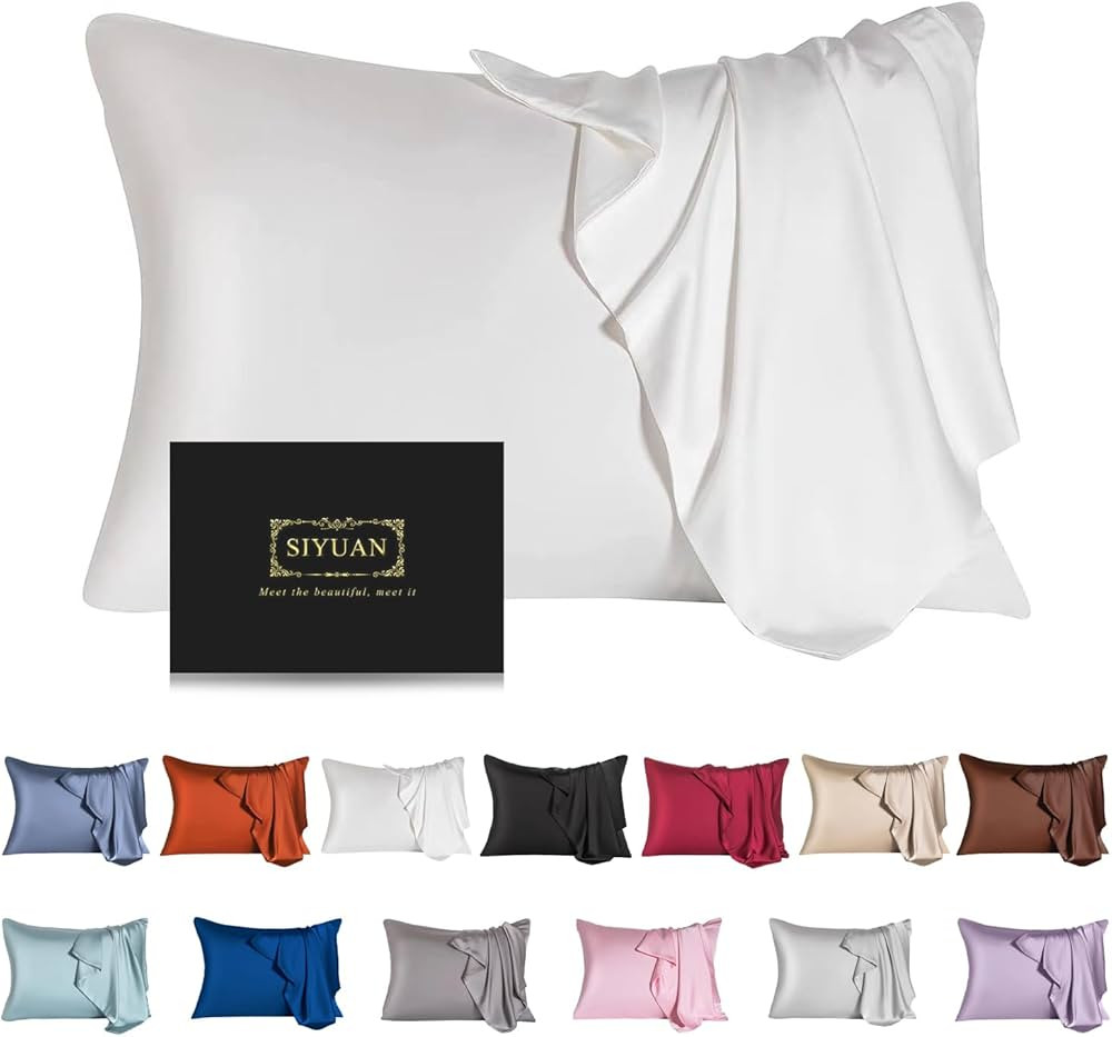 Mulberry Silk Pillowcase for Hair and Skin,Queen Size Cooling Silk Pillow Case with Hidden Zipper... | Amazon (US)