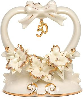 Wedding Accessories 50th Anniversary Porcelain Cake Top, 4.5-Inches Tall | Amazon (US)