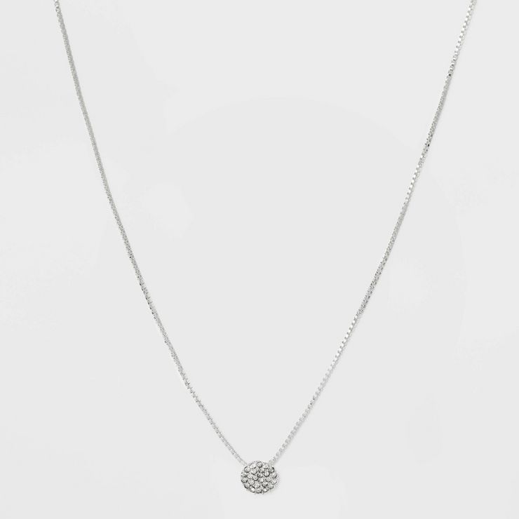 Pave Circle Pendant Necklace - A New Day™ Silver | Target