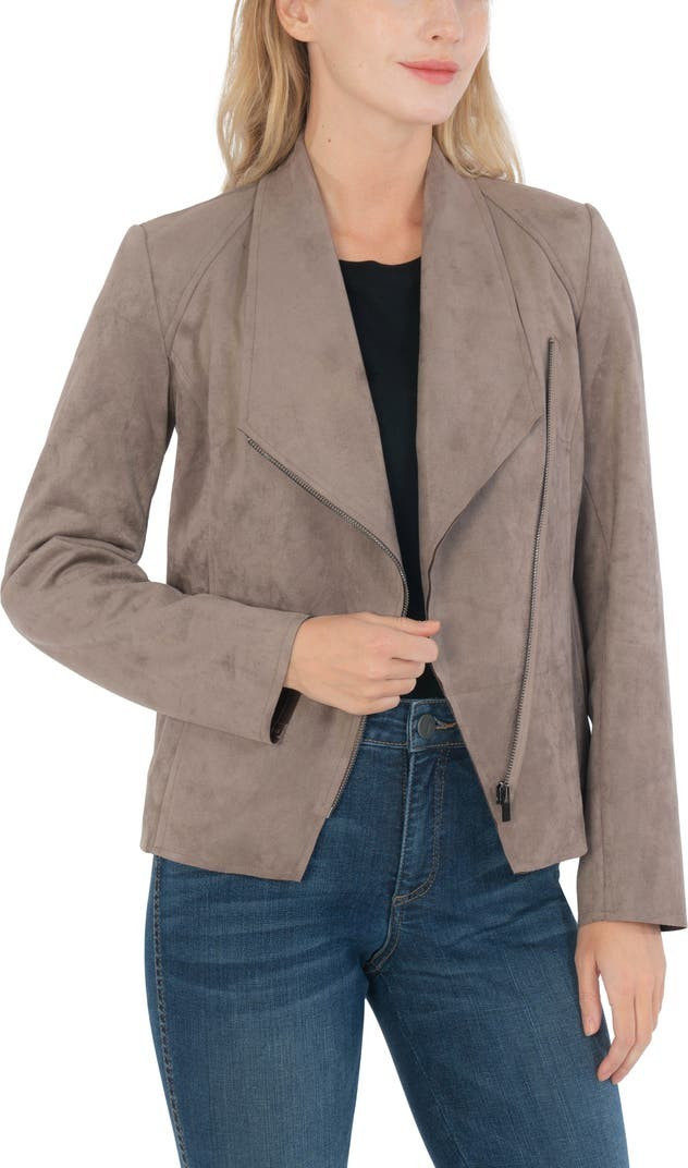 Carina Faux Suede Drape Moto Jacket | Nordstrom