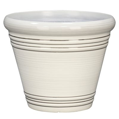 Style Selections  Large (25-65-Quart) 16.49-in W x 14.46-in H White Resin Planter with Drainage ... | Lowe's